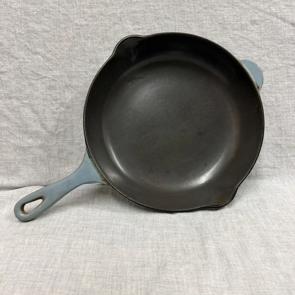 Le Creuset Blue Enameled Cast Iron Skillet 23 Frying Pan Made in France Vintage